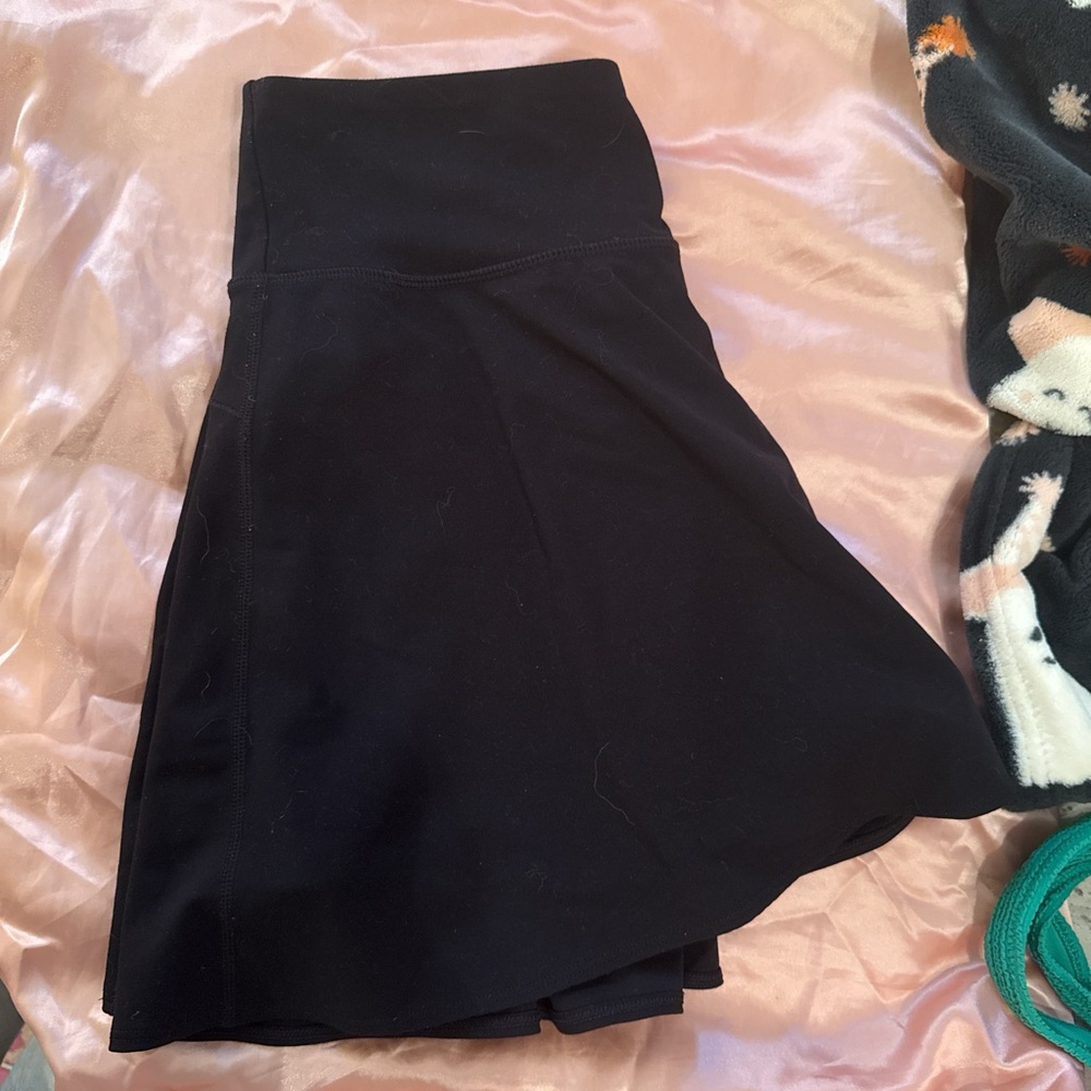 Black Asymmetrical Midi A-Line Skirt